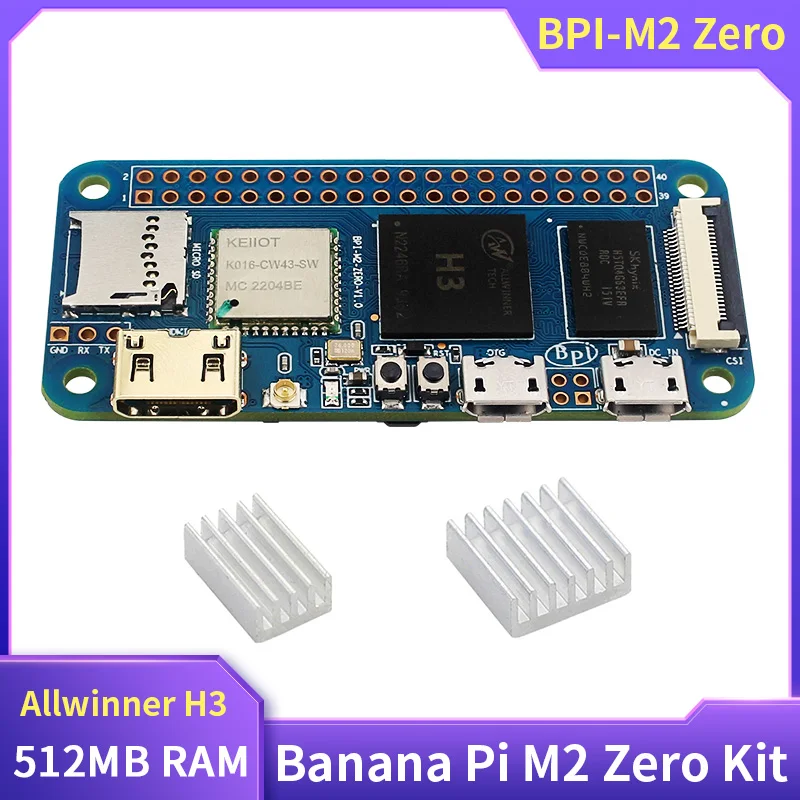 Четырёхъядерный процессор Banana Pi M2 Zero BPI-M2 H3 поддержка Wi-Fi BT HDMI 512 МБ DDR 3 SDRAM