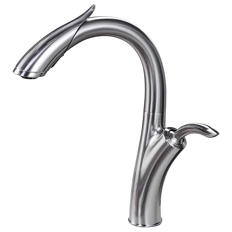 

High Arc Pull-Down Kitchen Faucet, Single Handle Single Lever Kitchen Sink Faucet, Stainless Steel Water Faucet