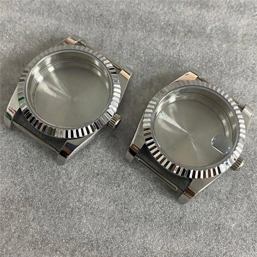 

NH35 Case 36mm Sapphire Glass Stainless Steel Dog Tooth Ring Magnifying Glass/Flat Mirror Watch Case for NH35/NH36/4R Movement