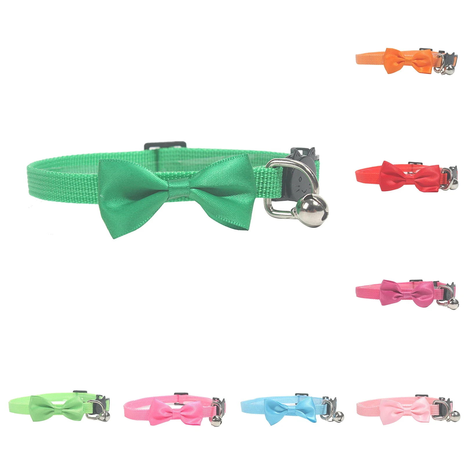 

1PC Adjustable Pet Collar Puppy and Cat Nylon Leash Necklace with Bells and Bow Design Festival Wearable Party Cat Products
