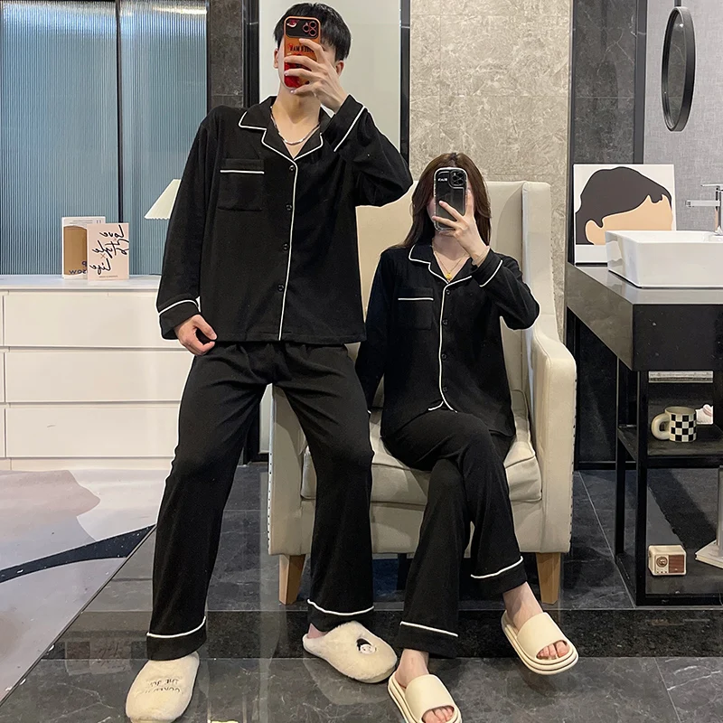 Пижама для пар женские осенние и зимние дралон мужская модель теплый длинный