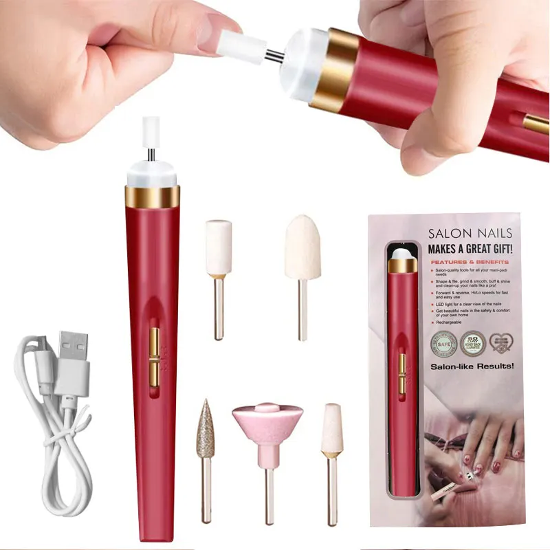 

Electric Nail Drill Manicure Machine Set Machine Cordless USB Rechargeable with LED Cutters Mill for Manicure Art Pen Tools