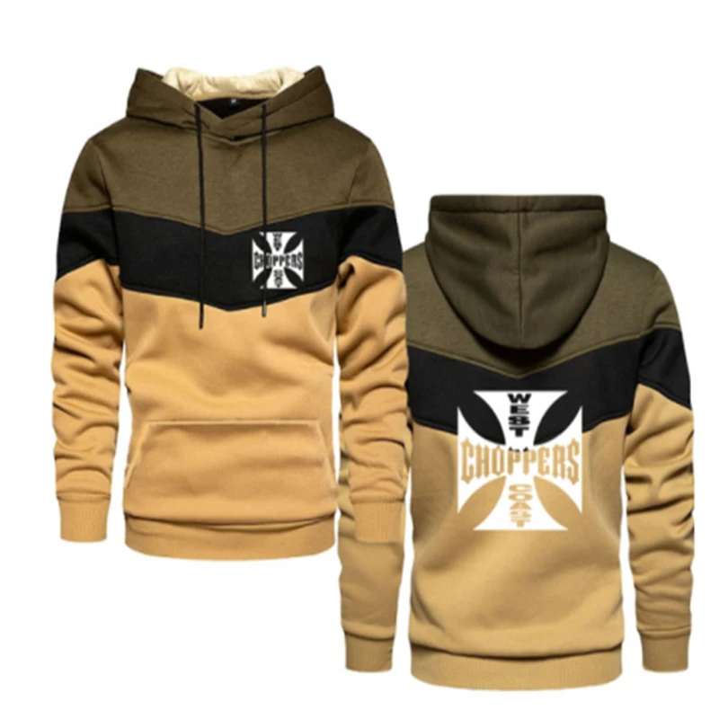 

NEW Men's Hooded WEST,COAST Color Fashion Sweatshirt Long Sleeve Autumn Spring Ccasual Hoodies Sports Patchwork Sweatshirts