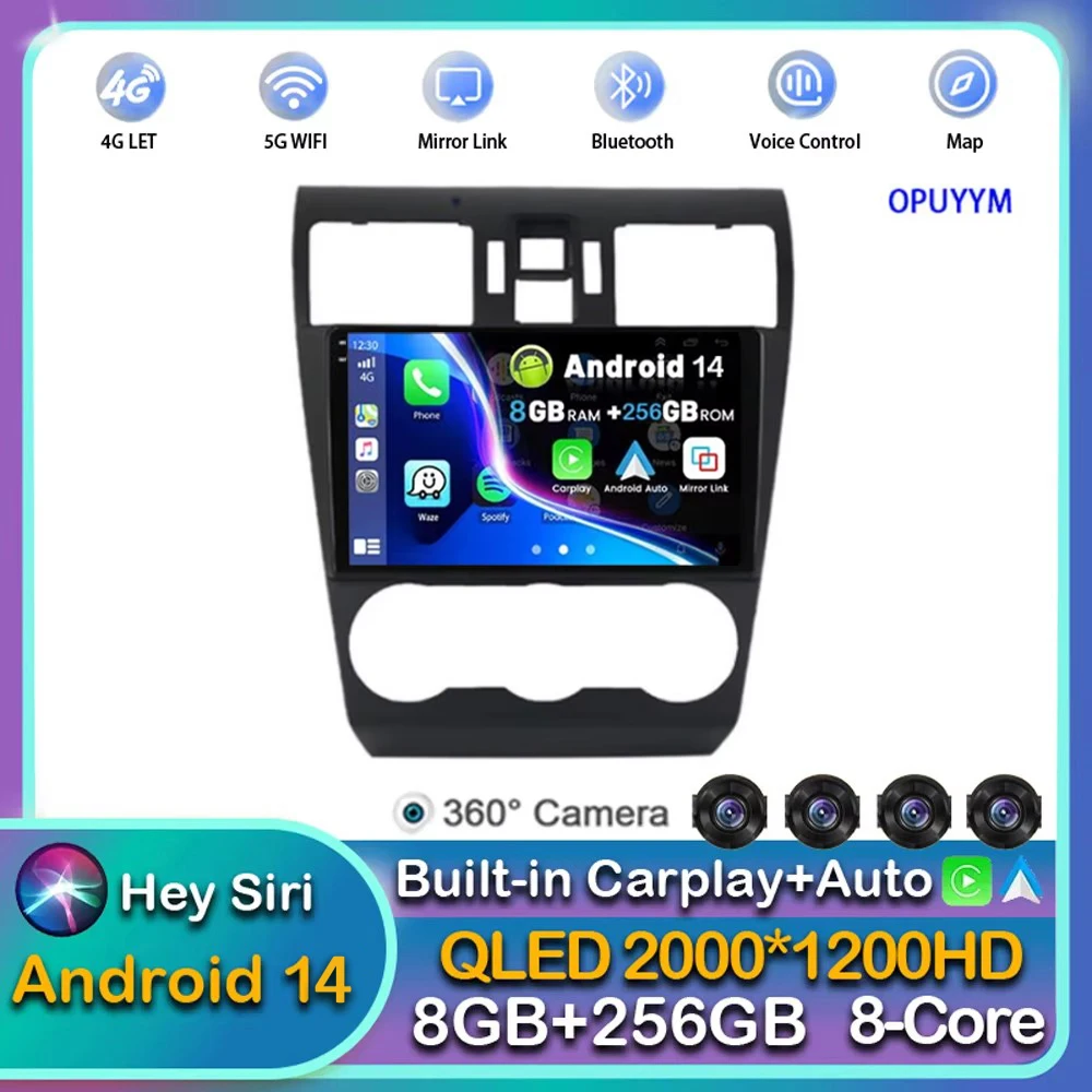 Android 14 Carplay Auto для Subaru WRX Forester 4 SJ 2016-2022 Автомобильный радиоприемник Мультимедийный