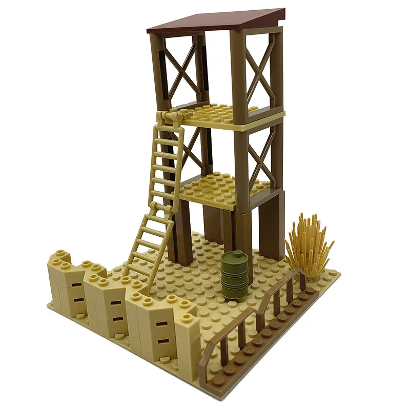 

MOC Military Scene Assembly Building Blocks War Reconnaissance Tower Defense War Field Combat Sand Table Set Props Puzzle Toys