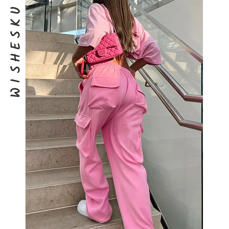 

Women Casual Joggers Tech Pants Vintage Solid Low Waist Drawstring Baggy Trousers Y2K Wide Leg Sweatpants Streetwear Cargo Pants