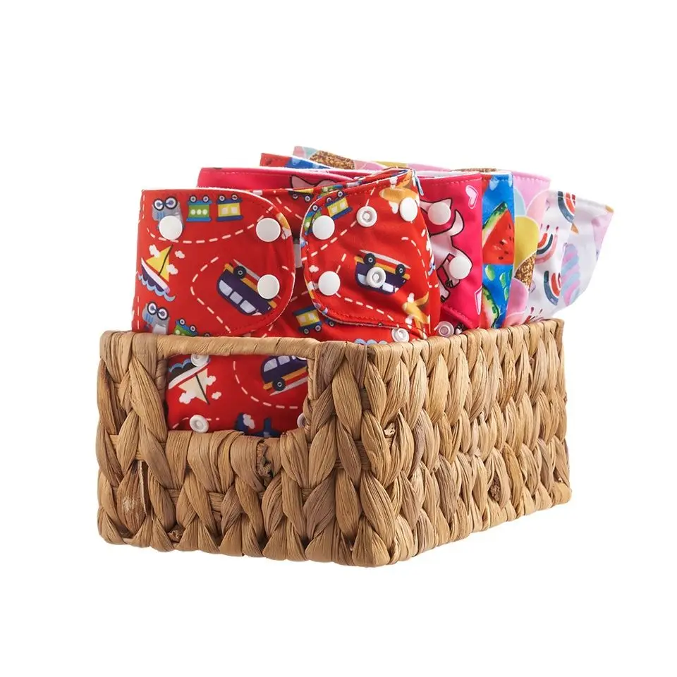 

Happyflute New Pure Print 6Pcs/Set Rodom Color Washable&Reusable Cloth Diaper Adjustable Pocket Baby Nappy Cover