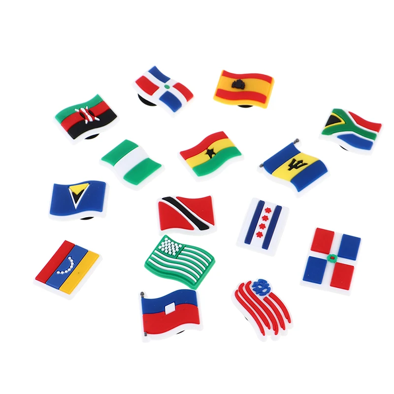 

10Pcs Personalized Styling National Flag Shoe Charms Shoe Accessories Decorations Russia USA Spain Brazil Flag For Shoes