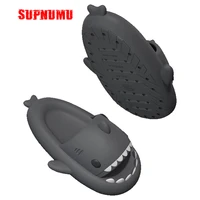 supnumu summer man women shark slippers home anti skid solid color couple parents kids outdoor indoor household funny slippers