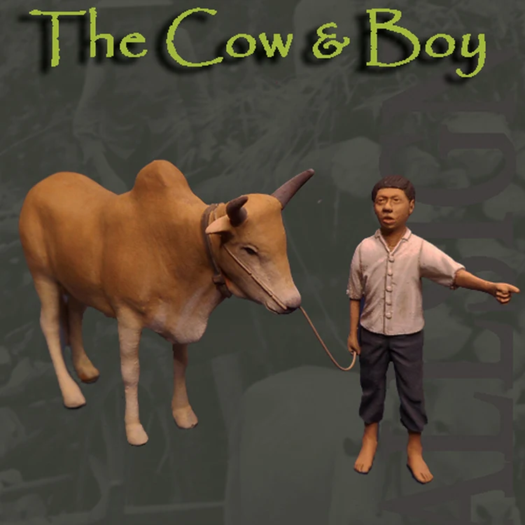 Модель из смолы GK 1/35 конструктор Вьетнама Корова и мальчик серия военный