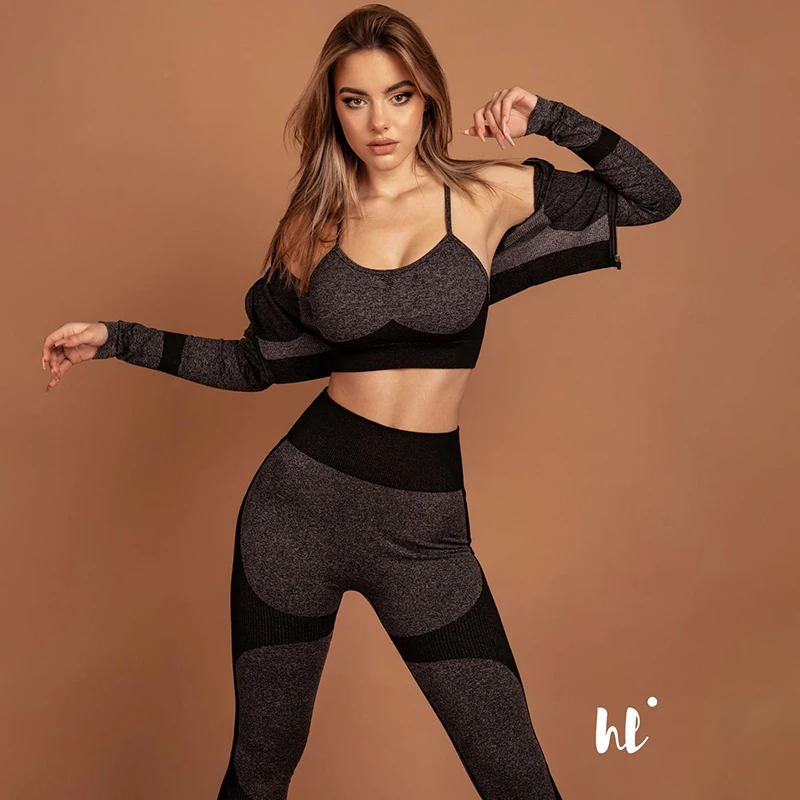 Women's tracksuit Seamless Yoga Set Workout Sportswear Gym Clothing Fitness Long Sleeve Top High Waist Leggings Sports Suits