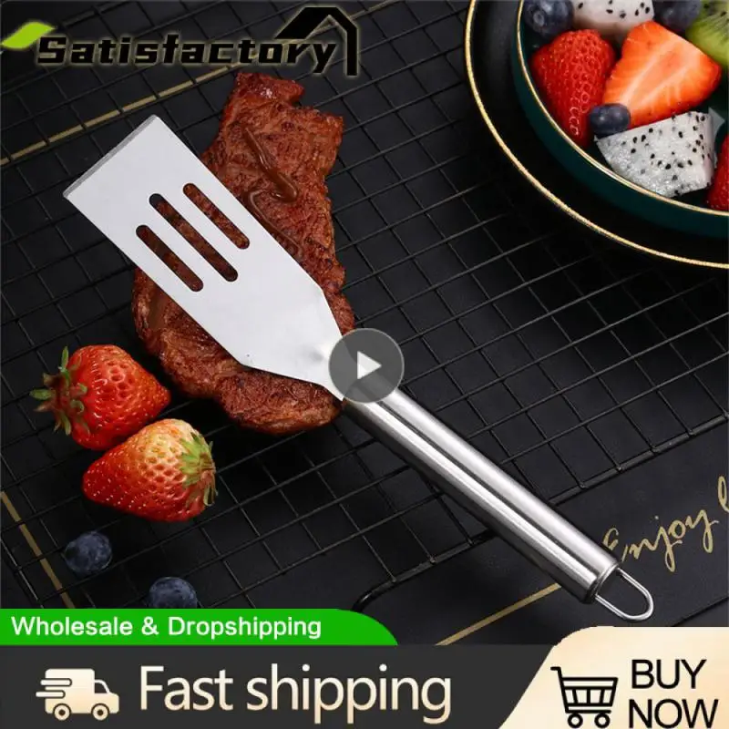 

Thickening Steak Spatula Polishing Process Flap Scraper Round Smooth Handle Design Hollow Design Kitchen Tool Mirror Polishing