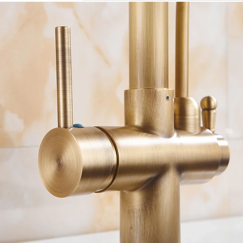 Античный бронзовый смеситель для кухни выдвижной очиститель воды раковины с