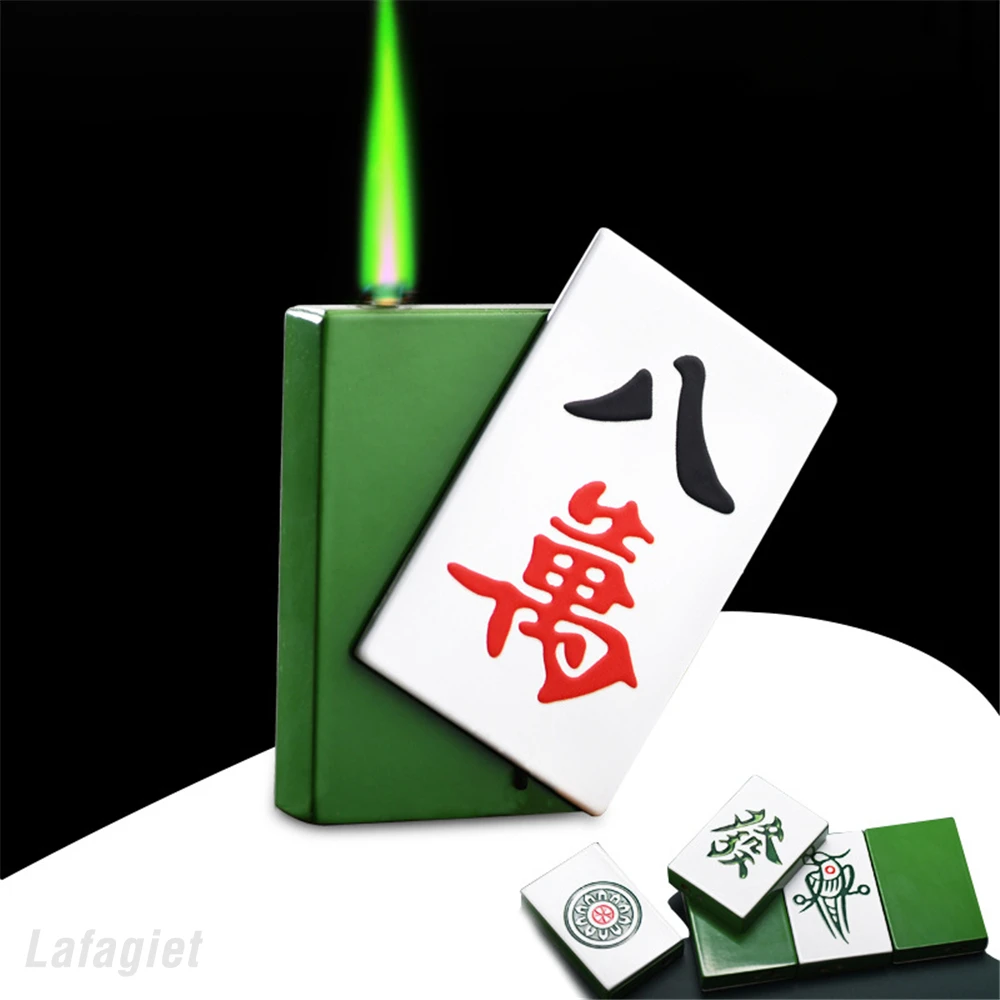 Grüne Flamme Mahjong Jet Flamme Leichter Nachfüllbare Feuerkraft Einzustellen Butan Gas Leichter Winddicht Zigarre Fackel Leichter Kreative Geschenk