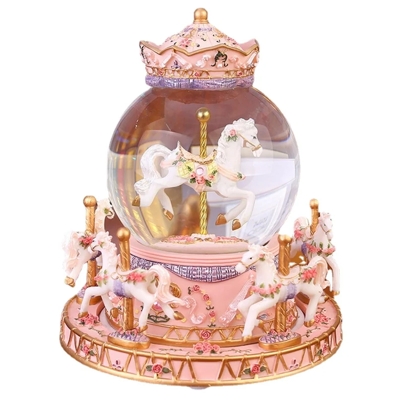 

Snowball Merry-go-round Music Box Crystal Ball Music Box New Year's Gift Birthday Gift for Friends To Send Princess Little Girl