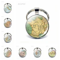 europe countries map glass pendant keychain italy france scotland poland fashion souvenir keyring jewelry gift for women men
