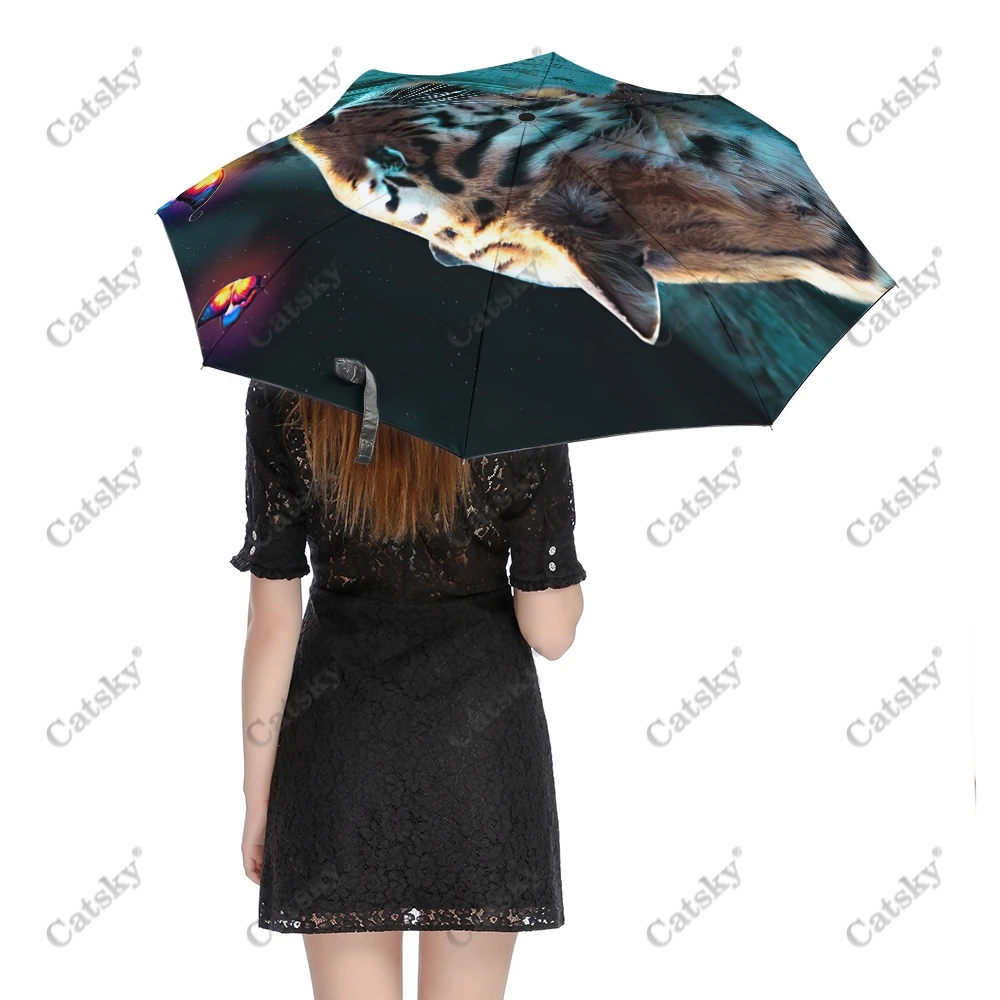 

Skyfire Tiger Animal Umbrella Rain Women Automatic Umbrella Three Folding Sun Protection Umbrella Male Portable Parasol