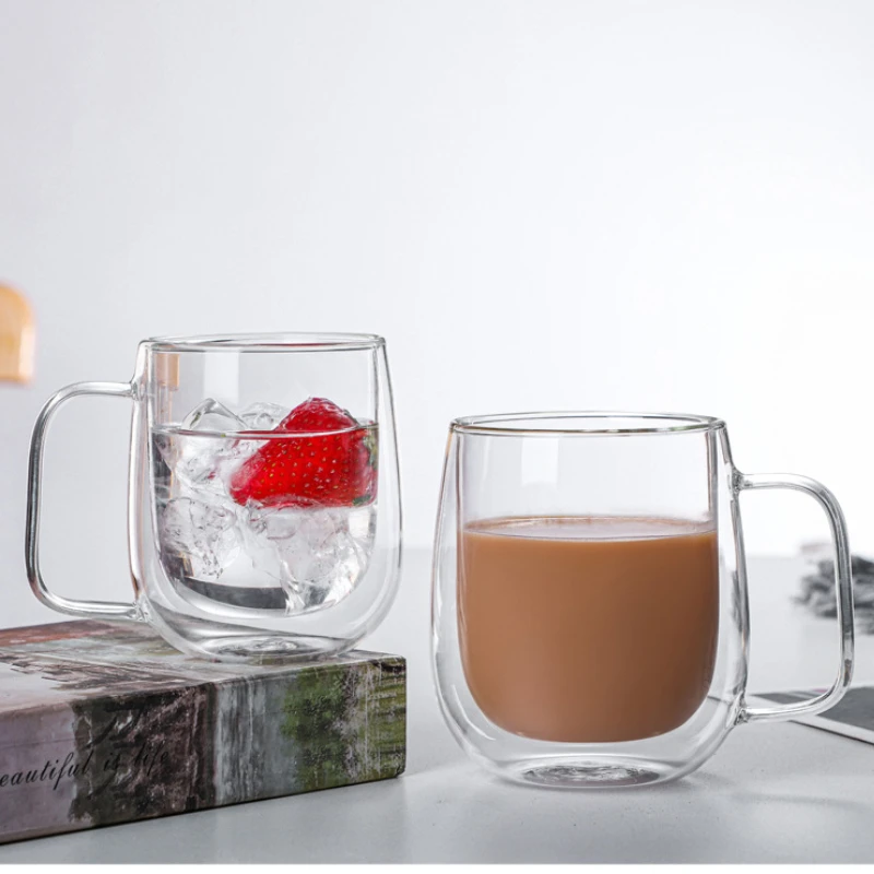 

Double Wall High Borosilicate Glass Mug Heat Resistant Tea Milk Lemon Juice Coffee Water Cup Bar Drinkware Lover Gift Creativity