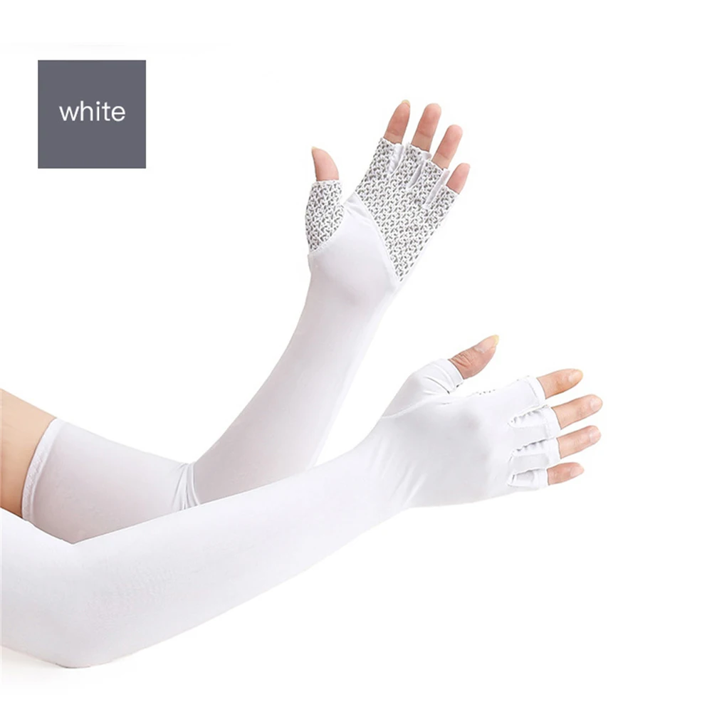 Перчатки с пятью пальцами защита от УФ-лучей 1 пара шелковые рукава велосипедные