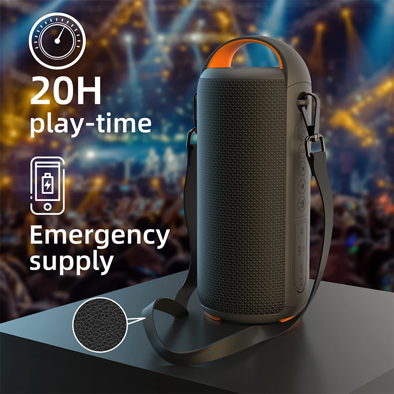 

Bluetooth-Колонка 20 Вт, Беспроводная музыкальная вибрация, бас-сабвуфер, большая колонка, беспроводная уличная стерео Портативная колонка-вибра...