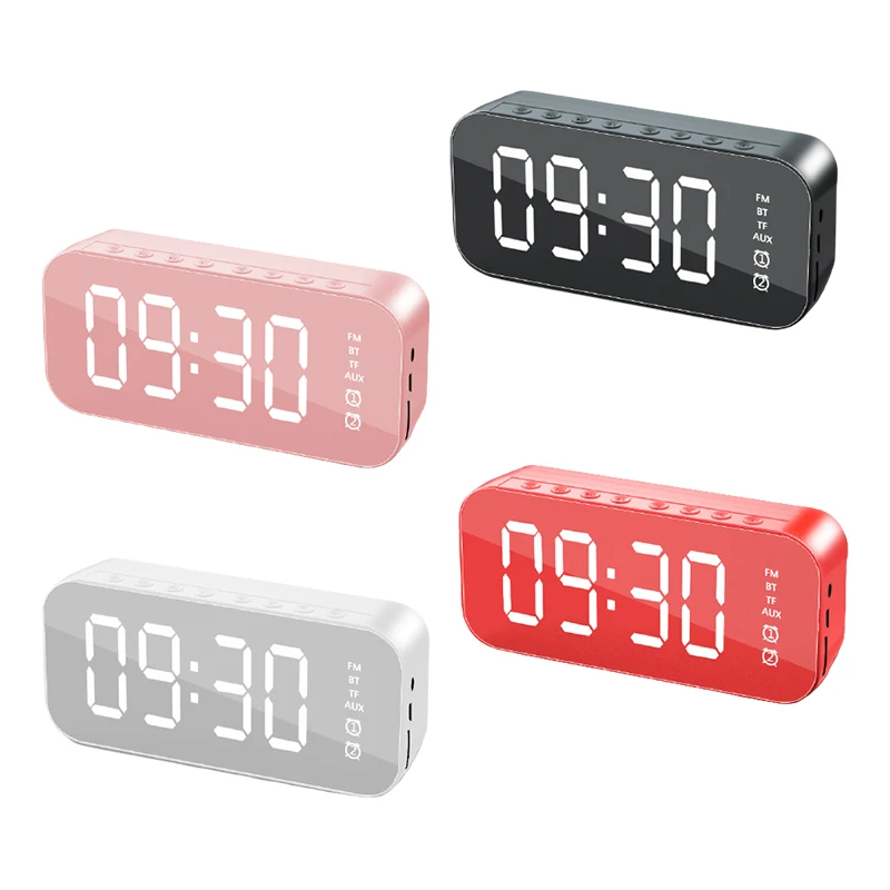 

Multifunction Mirror Alarm Clock Bluetooth-compatible Speaker FM Radio LED Snooze Wireless Subwoofer Music Player Table Clock