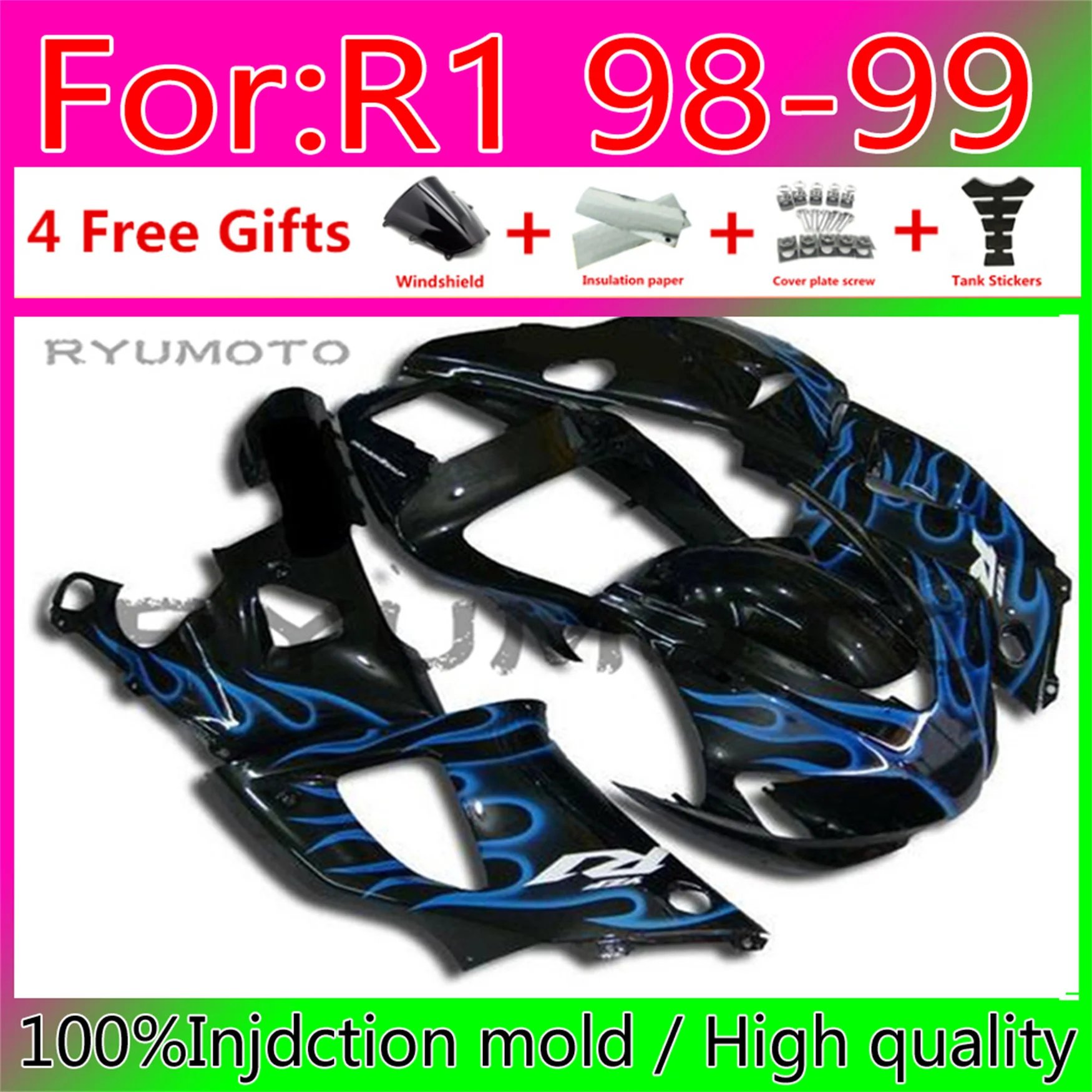 

Motorcycle Injection mold fairings kit for YAMAHA YZF R1 YZF1000 98 99 00 01 R1 bodywork fairing YZFR1 1998 1999
