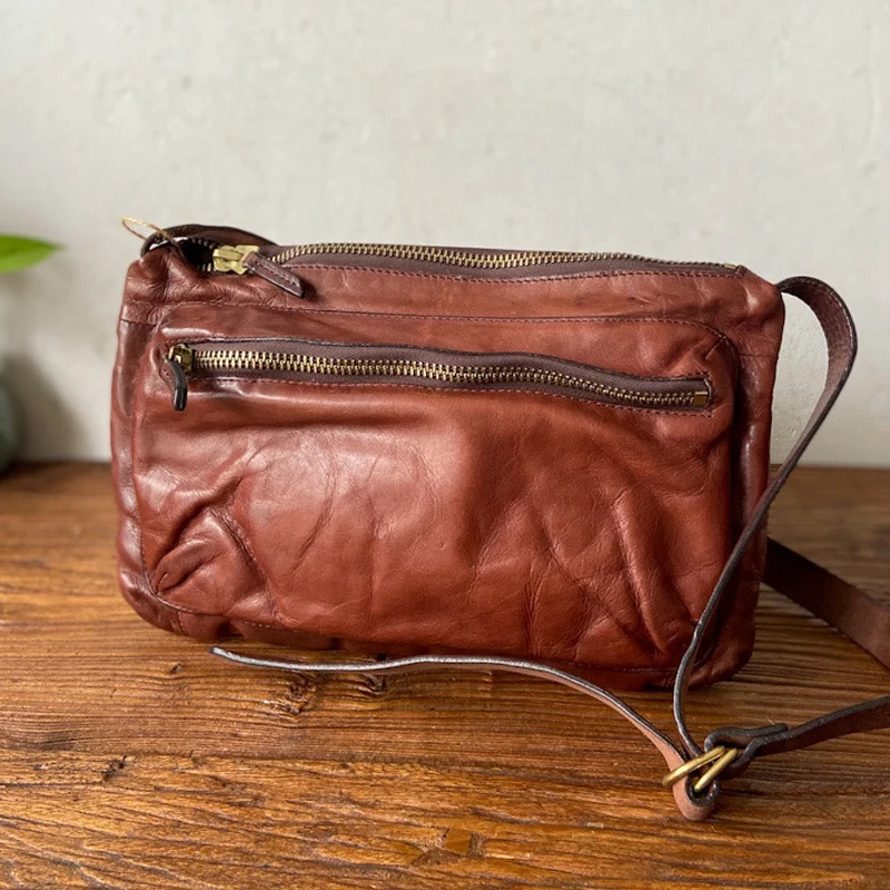 

Мужской повседневный рюкзак AETOO, Модная легкая сумка через плечо, из воловьей кожи, однотонный ранец в стиле ретро