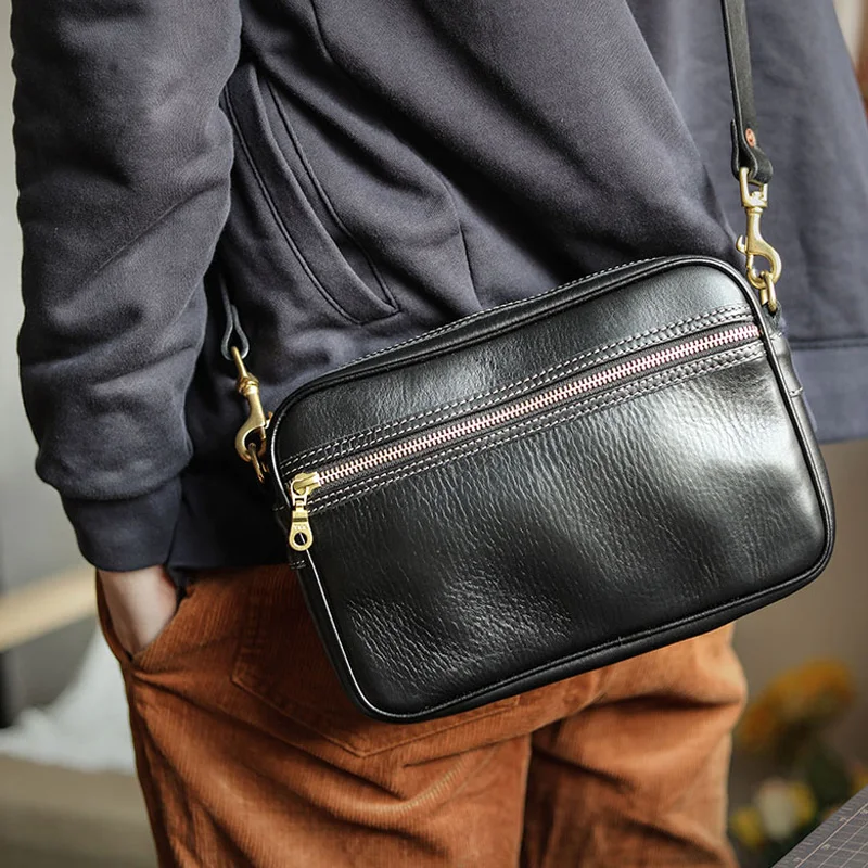 

AETOO Genuine leather high goods simple commuting men's bag cowhide single shoulder crossbody bag Messenger bag