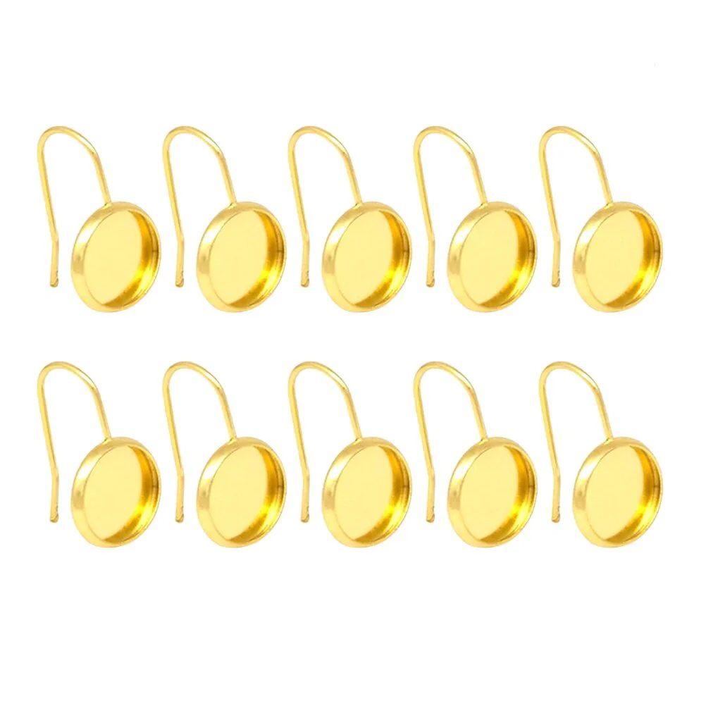 50pcs Silver Stainless Steel Blanks Earring Bezel Setting Wire Hooks Settings Trays for Jewelry Making and DIY Crafts