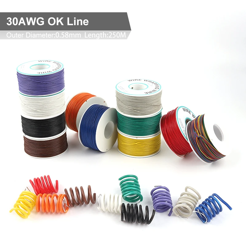 

250M OK Line Aviation Flying Line Circuit Board Universal Hole Board PCB Circuit Electronic Wire 30AWG Single-core Copper Wire