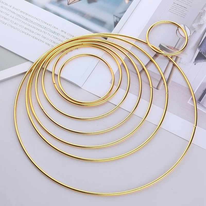 

16 шт. кольца Ловца снов, 8 размеров, металлические кольца для ловцов снов, золотой венок, кольцо для макраме, ручная работа, обруч для макраме