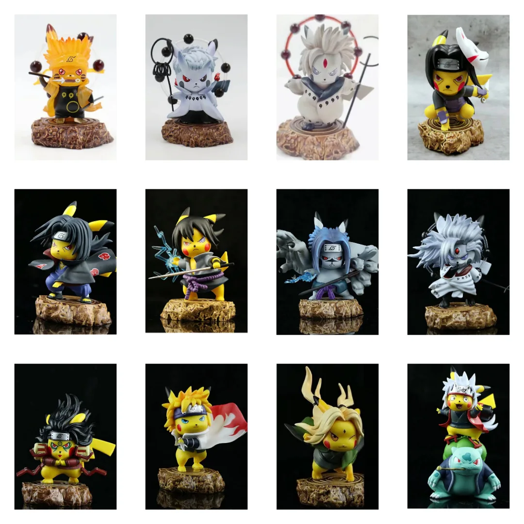 

17pcs Anime Pikachu COS NARUTO Uchiha Obito Madara Senju Hashirama Sasuke Uchiha Itachi PVC Action Figures Toys Model 10cm