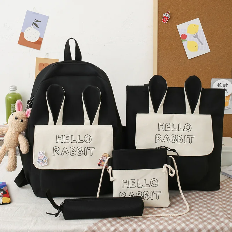 4 piece set Casual Backpacks Cute School Bags For Teenager Girl Women Backpack Fashion Nylon Shoulder Bags For Teenager Mochilas