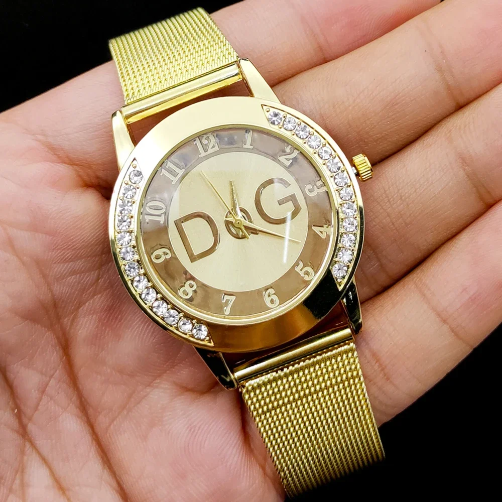 

2023 Top Fashion Luxury Watch DQG Crystal Quartz Female Watches Gold Silver Stainless Steel Ladies Dress Watch Zegarek Damski