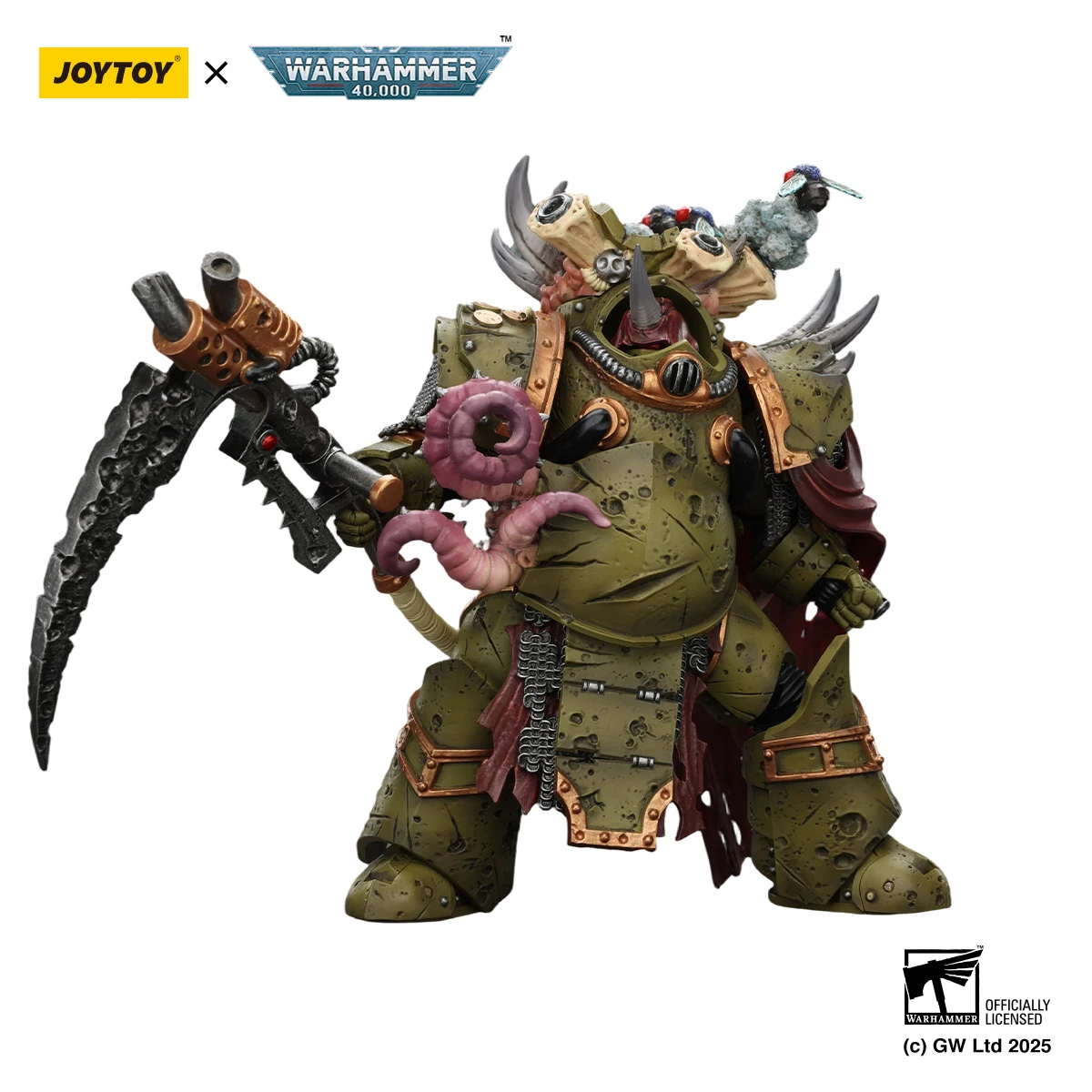 Фото 【MT】H14.0см JOYTOY Warhammer 40K Death Guard Deathshroud Terminator 2 с перчатками Manreaper и Plaguespurter, масштаб 1/18, фигурка №5