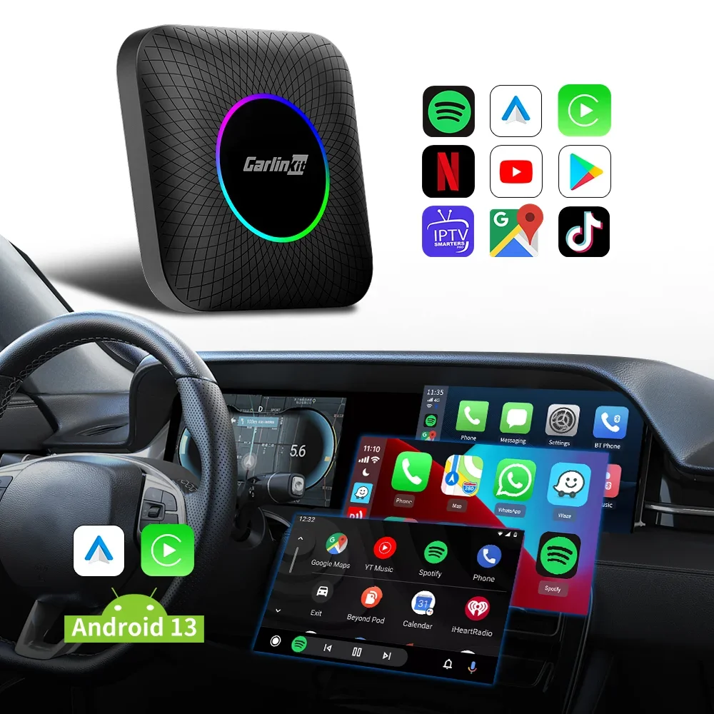 Carlinkit 8G + 128 ГБ Android 13 Система carplay android auto Портативный беспроводной Carplay Youtobe Netflix