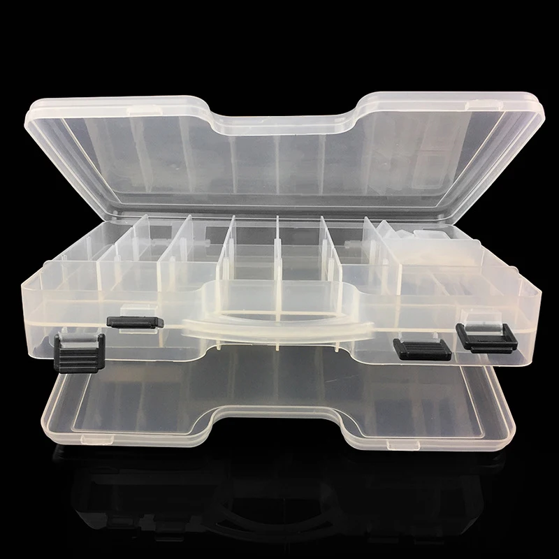 

29.5x19x6cm Double-layer Fishing Lure Box with Movable Compartments Multifunctional Fishing Tackle Boxes Tackle Storage Case