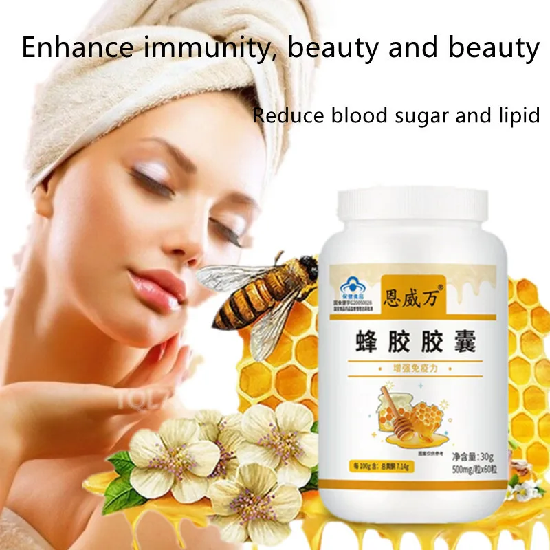 

Propolis Flavonoid Capsule Natural Antioxidant Supplement 1000 Mg Bee Well Organic Royal Jelly Bee Farm Beauty Health Food