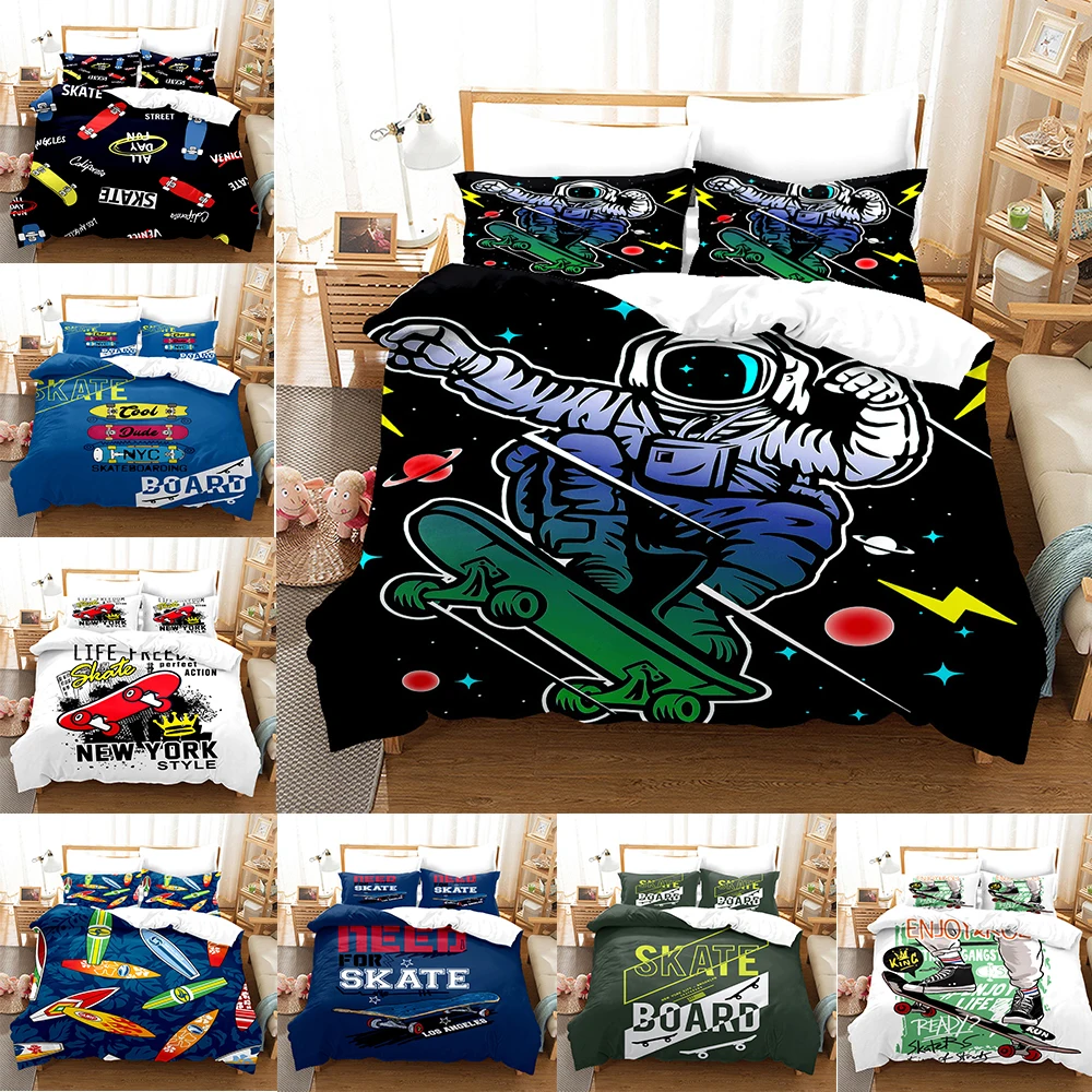 

Skateboard Sports Fashion 3d Printing Bedding Set Kids Adult Gift Duvet Cover Comforter Quilt Cover Queen King Full Size