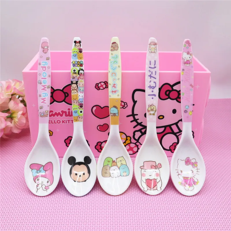 

Sanrios Kuromi Cinnamoroll My Melody Pompom Purins Hellokittys Anime Kawaii Melamine Spoon Household Spoon Soup Spoon Gift