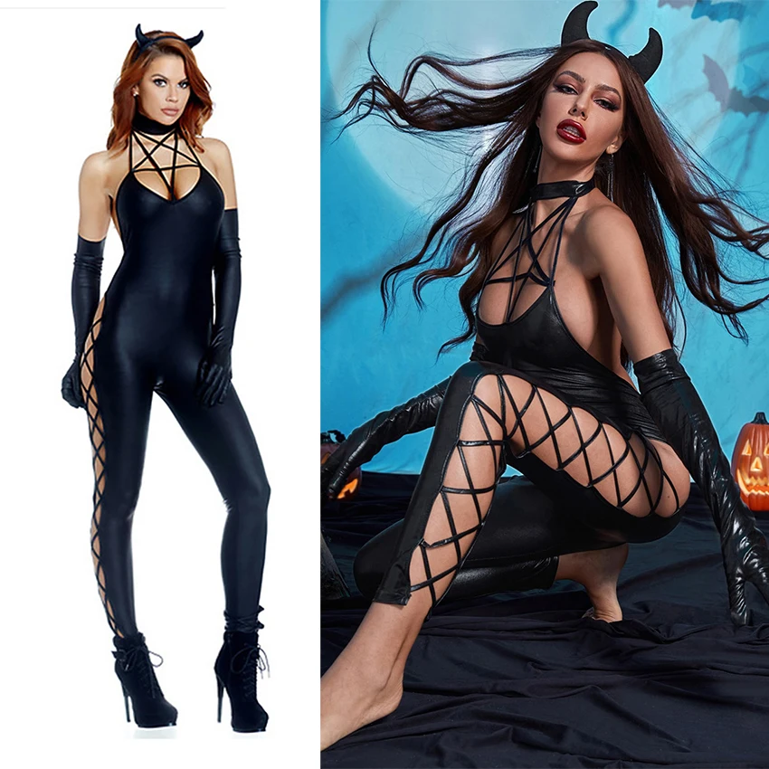 

Catsuit Zentai Meshed Jumpsuit Bodysuit Leotard Unitard Erotic Abdl Onesie Adult Costume for Women Sexy Lingerie PU Leather Suit