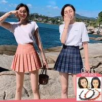 korean fashion cute style plaid skirts 2022 summer women and girls high waist skirt school uniform folds pleated mini skirts
