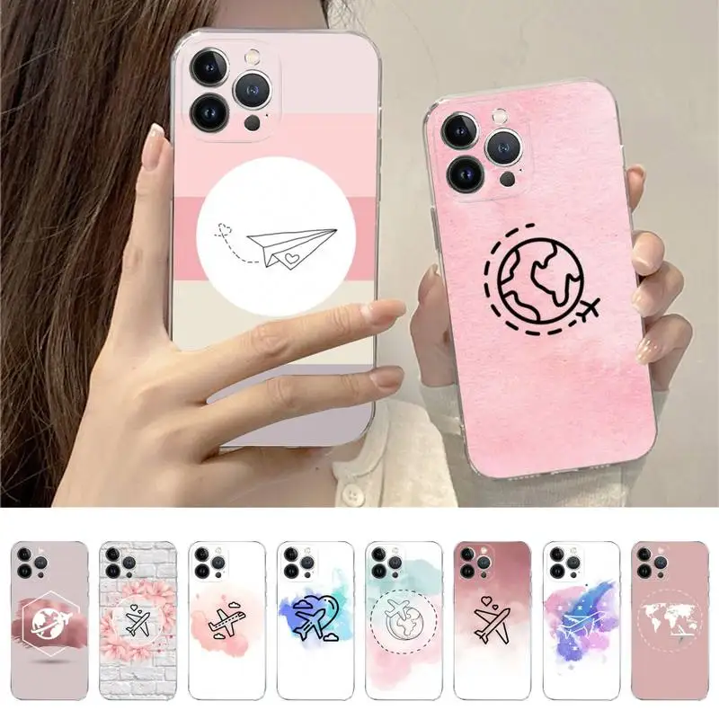 

Travel the world paper plane aircraft Phone Case For iPhone 14 11 12 13 Mini Pro XS Max Cover 6 7 8 Plus X XR SE 2020 Shell