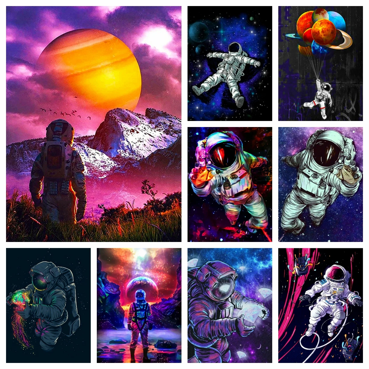 5D DIY Diamond Painting Outer Space Scenery Full Drill Embroidery Astronaut Art Rhinestones Mosaic Cross Stitch Home Decor Gift