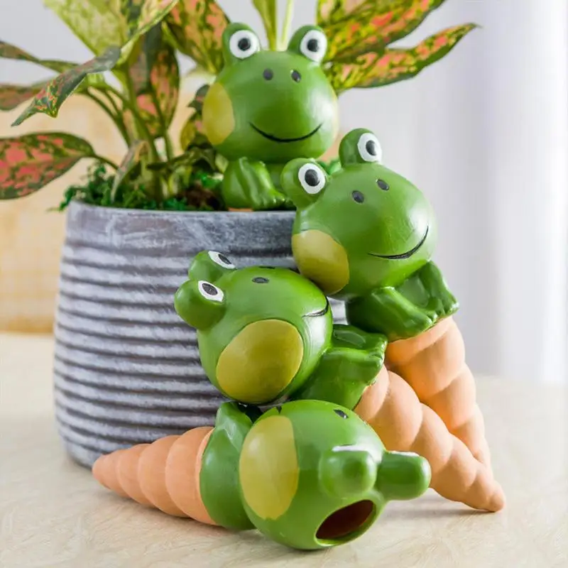 

4PCS Self Watering Spikes Breathable Frog Shape Automatic Clay Watering Stakes Multipurpose Irrigation Tool For Vegetable Flower