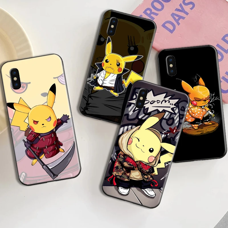 

Pokémon Pikachu Phone Case For Funda iPhone 13 12 11 Pro Max 13 12 Mini X XR XS Max 6 6s 7 8 Plus Funda Liquid Silicon Etui