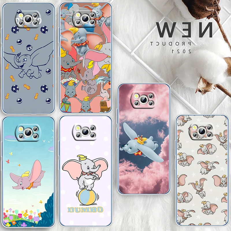 

Disney Cartoon Dumbo Art For Xiaomi Civi Mi Poco X4 X3 NFC F3 GT M4 M3 M2 X2 F2 Pro C3 4G 5G Transparent Soft TPU Phone Case