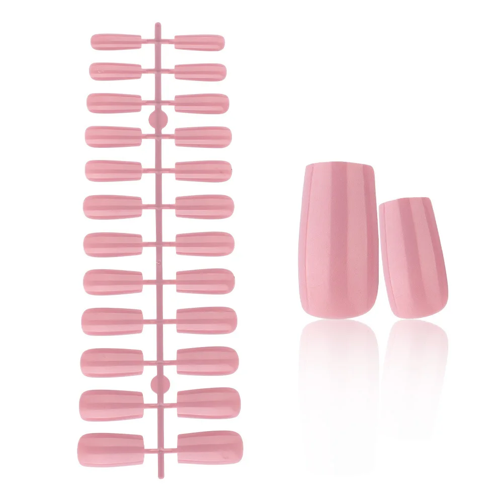 

Smooth False Nails 24PCS Square Head Press Glue on Fake Nail Tips Ballet Detachable Full Cover Artificial Fingernails
