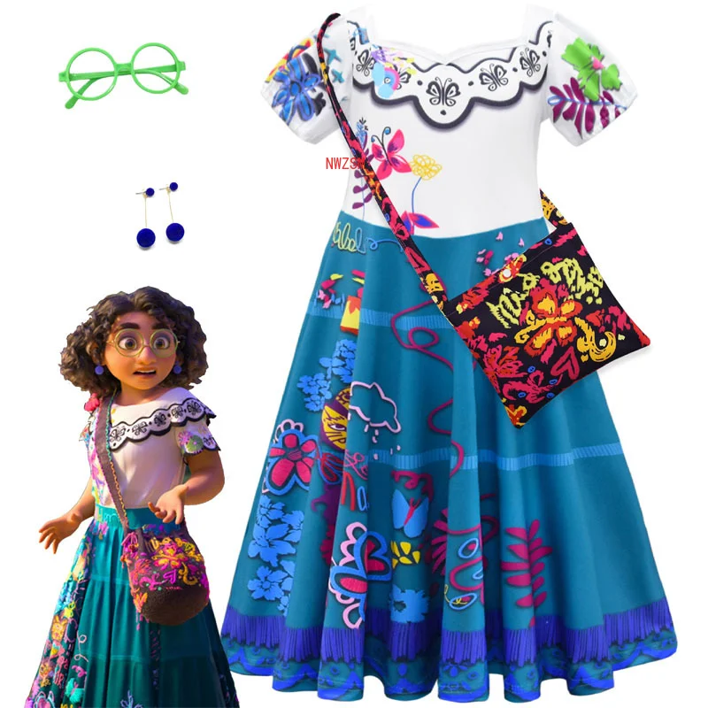 

Encanto Mirabel Madrigal Cosplay Costume Girl Dress Girls Fancy Dresses for Carnival Halloween Princess Dress Christmas Clothing