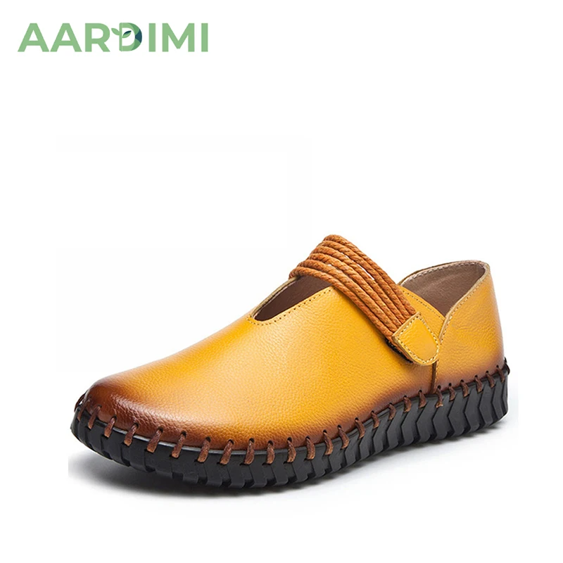 

Женские туфли из натуральной кожи AARDIMI, однотонные лоферы на плоской подошве, без застежки, повседневная кожаная обувь для весны, Размеры 35-43